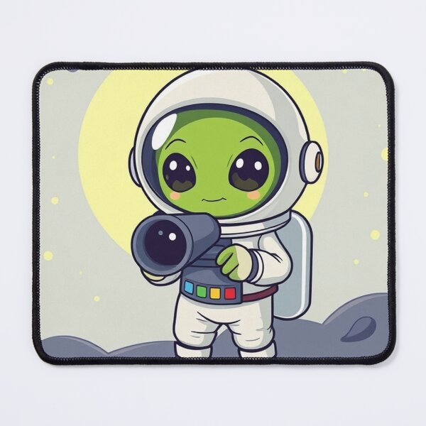 Item preview, Cute Astronaut Observing Alien with Telescope Vector Illustration designed and sold by hjian8219.