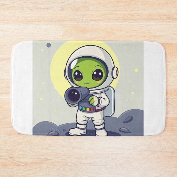 Item preview, Cute Astronaut Observing Alien with Telescope Vector Illustration designed and sold by hjian8219.