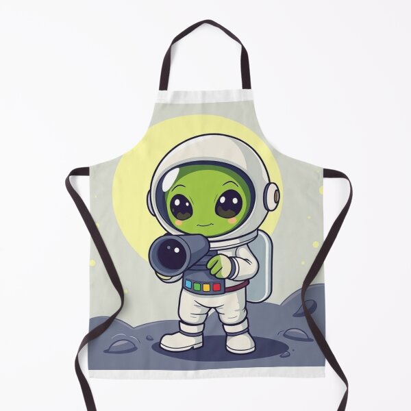 Item preview, Cute Astronaut Observing Alien with Telescope Vector Illustration designed and sold by hjian8219.