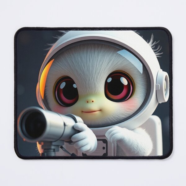 Item preview, Cute Astronaut Observing Alien with Telescope Vector Illustration designed and sold by hjian8219.