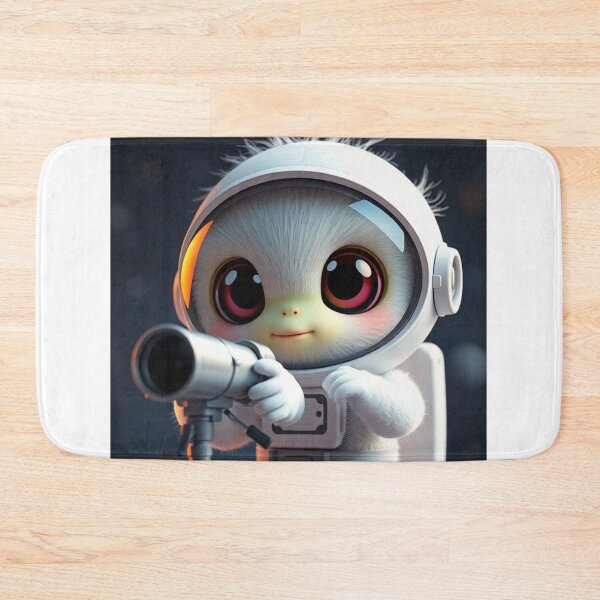 Item preview, Cute Astronaut Observing Alien with Telescope Vector Illustration designed and sold by hjian8219.