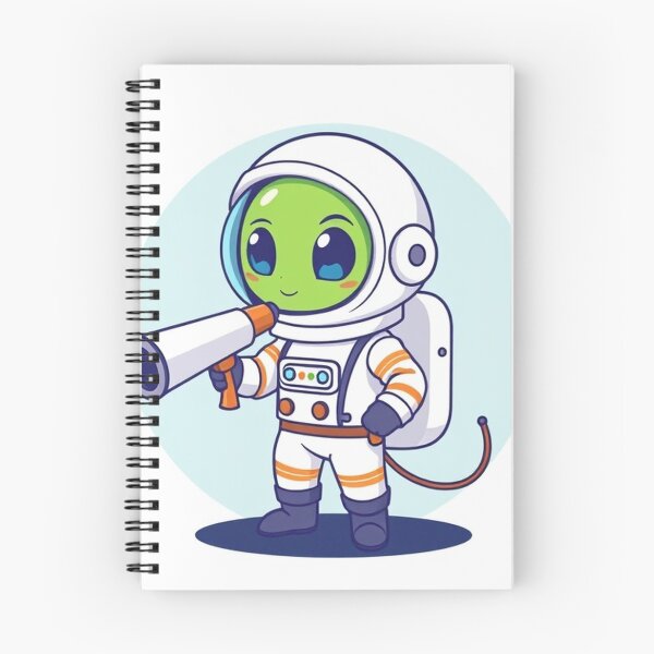 Item preview, Cute Astronaut Observing Alien with Telescope Vector Illustration designed and sold by hjian8219.
