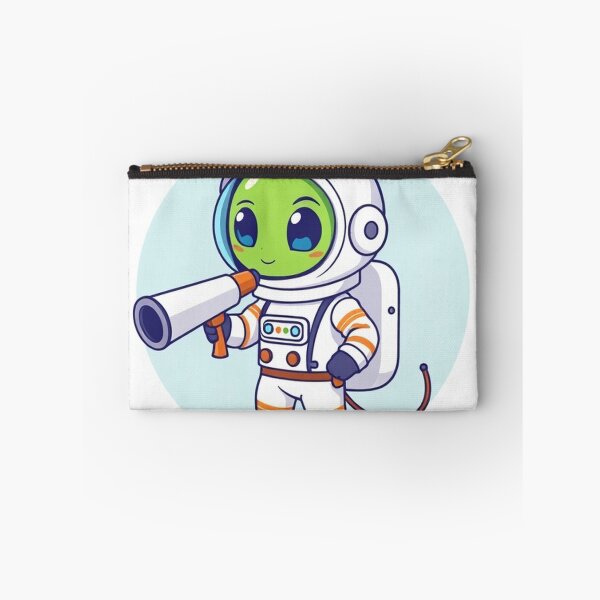 Item preview, Cute Astronaut Observing Alien with Telescope Vector Illustration designed and sold by hjian8219.