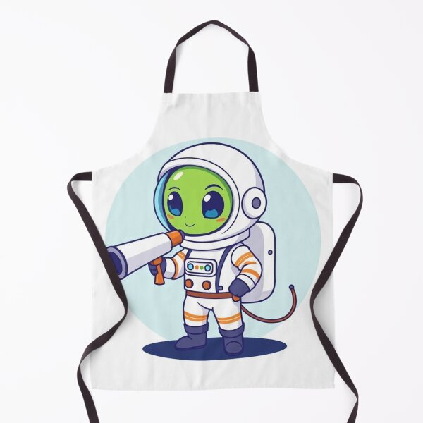 Item preview, Cute Astronaut Observing Alien with Telescope Vector Illustration designed and sold by hjian8219.