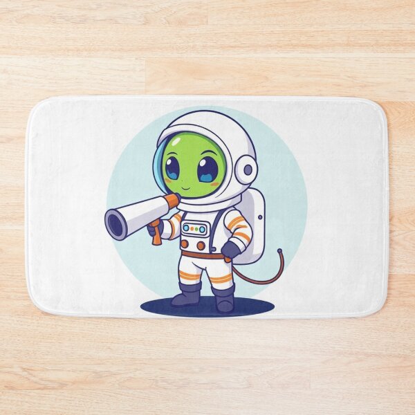 Item preview, Cute Astronaut Observing Alien with Telescope Vector Illustration designed and sold by hjian8219.