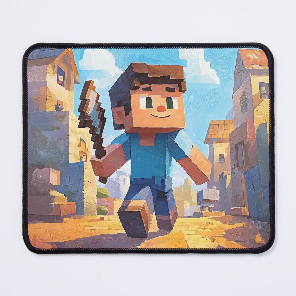 Item preview, Minecraft Character Steve in a Stylized Village Scene designed and sold by MaryFiore.