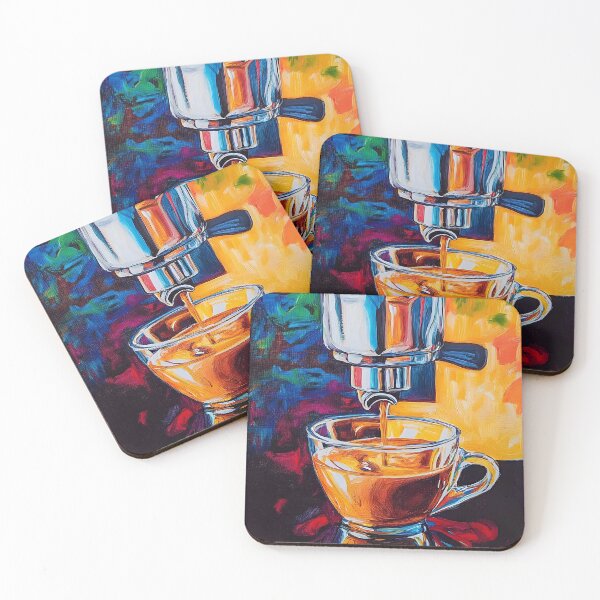 Item preview, Abstract Freshly Brewed Espresso in a Glass Cup Vibrant Colors and Dynamic Contrast designed and sold by OlfactoART Studio.