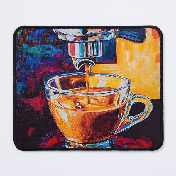 Item preview, Abstract Freshly Brewed Espresso in a Glass Cup Vibrant Colors and Dynamic Contrast designed and sold by OlfactoART Studio.