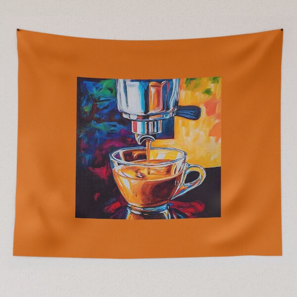 Item preview, Abstract Freshly Brewed Espresso in a Glass Cup Vibrant Colors and Dynamic Contrast designed and sold by OlfactoART Studio.