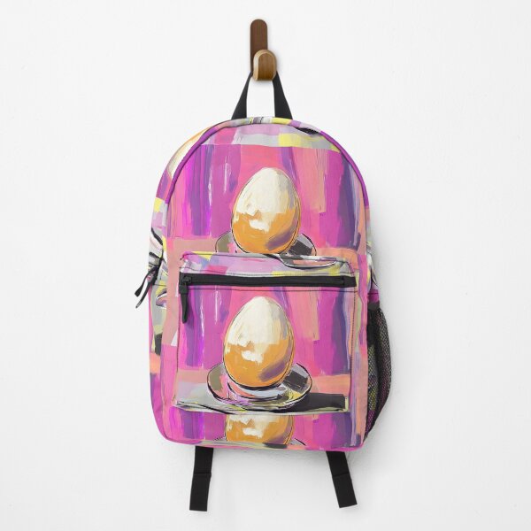 Item preview, Boiled Egg in Shiny Egg Cup with Spoon and Vibrant Multicolored Background Modern Still Life designed and sold by OlfactoART Studio.