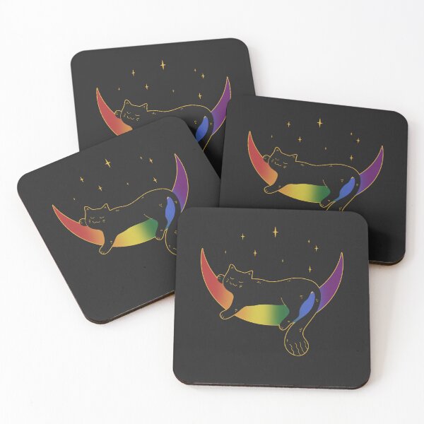 Item preview, Rainbow Cat Moon Space LGBT Gay Pride Flag designed and sold by Clara Hollins.