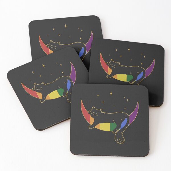 Item preview, Rainbow Cat Moon Space LGBT Gay Pride Flag designed and sold by Clara Hollins.
