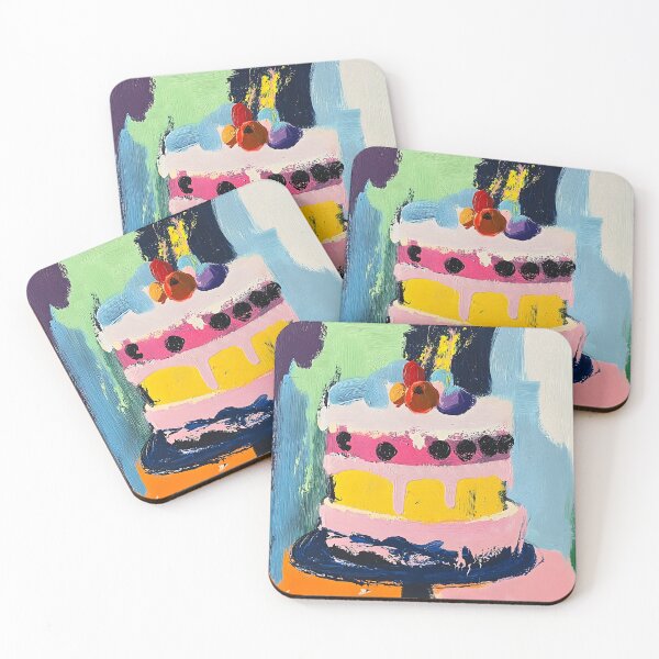 Item preview, Vibrant Layered Birthday Cake - Bold Colors and Fruity Toppings in Abstract Harmony designed and sold by OlfactoART Studio.