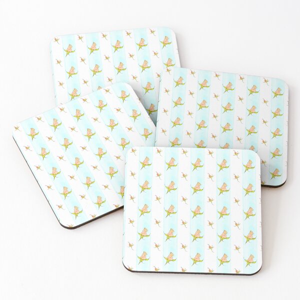Item preview, Garden Rosebuds in Blush and Blue Stripes designed and sold by magicgardenart.