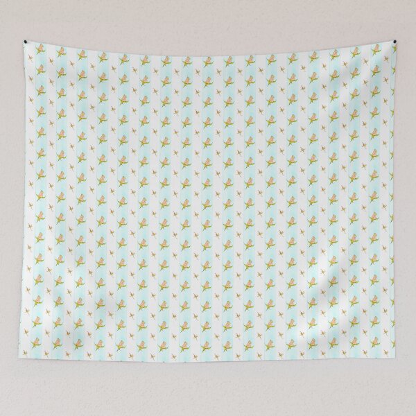 Item preview, Garden Rosebuds in Blush and Blue Stripes designed and sold by magicgardenart.