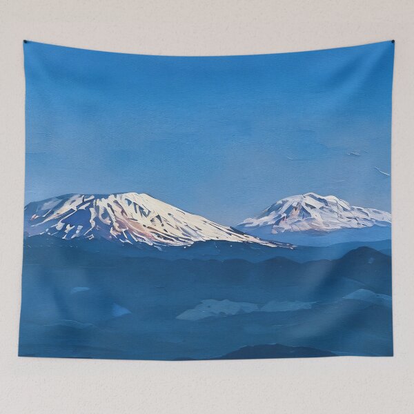 Item preview, Mt St Helens with Mt Adams (Oil Painting) designed and sold by flyscenicair.
