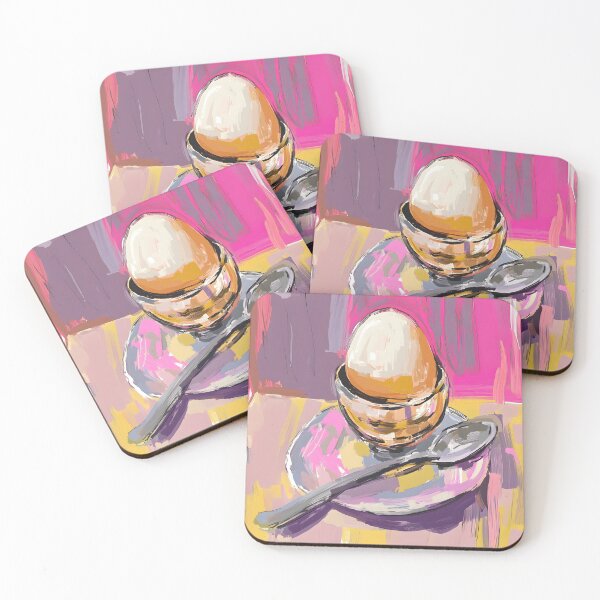 Item preview, Soft-Boiled Egg in Silver Egg Cup with Vibrant Multicolored Background Breakfast Delight designed and sold by OlfactoART Studio.