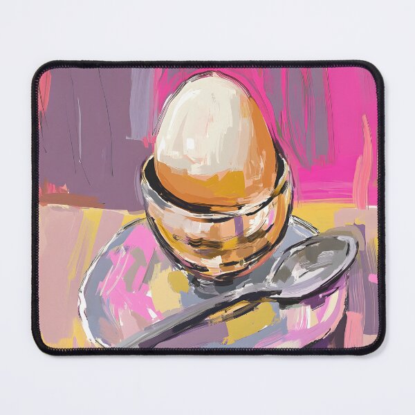 Item preview, Soft-Boiled Egg in Silver Egg Cup with Vibrant Multicolored Background Breakfast Delight designed and sold by OlfactoART Studio.