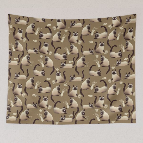 Item preview, Bad Siamese Cats Knocking Stuff Over, Brown designed and sold by tanyadraws.