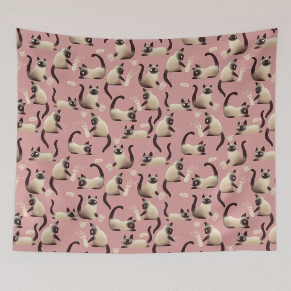 Item preview, Bad Siamese Cats Knocking Stuff Over, Pink designed and sold by tanyadraws.