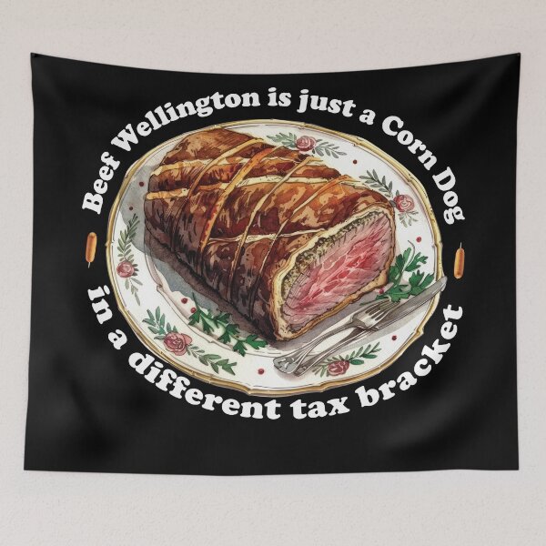 Item preview, Beef Wellington is just a Corn Dog in a different tax bracket (dark background version) designed and sold by Goth-It-Covered.