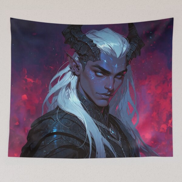 Item preview, Dark Elf With Silver Hair and Black Horns designed and sold by CriaCreative.