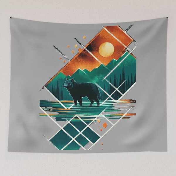 Item preview, Bear / Wolf In Geometric Wildscape designed and sold by GearGrafix.