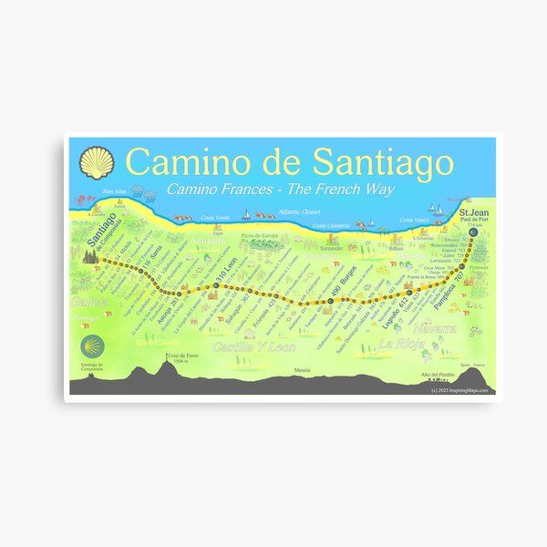 Item preview, Map of the Camino de Santiago designed and sold by Inspiring Maps.