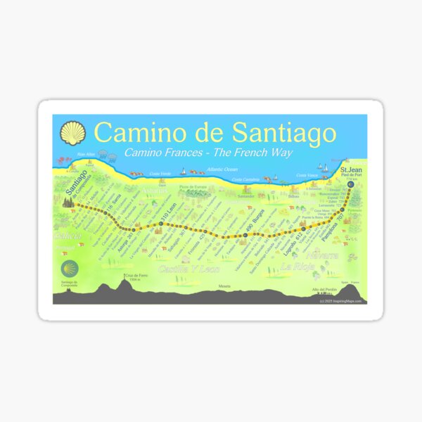 Item preview, Map of the Camino de Santiago designed and sold by Inspiring Maps.