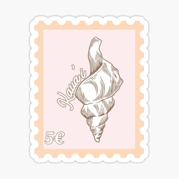 Item preview, Kauai Pink Vintage Seashell Stamp designed and sold by Stickers by @molllyclare.