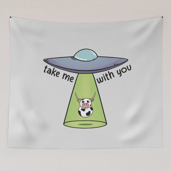 Item preview, UFO Alien Abduction Cow Take Me designed and sold by Skull Fern.