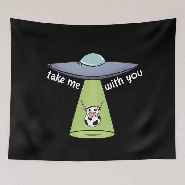 Item preview, UFO Alien Abduction Cow Take Me With You designed and sold by Skull Fern.