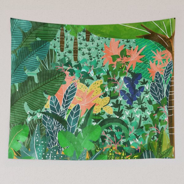 Item preview, Dense Forest | Colorful Jungle Botanical Nature | Eclectic Bohemian Watercolor Maximalist Painting designed and sold by 83oranges.com.