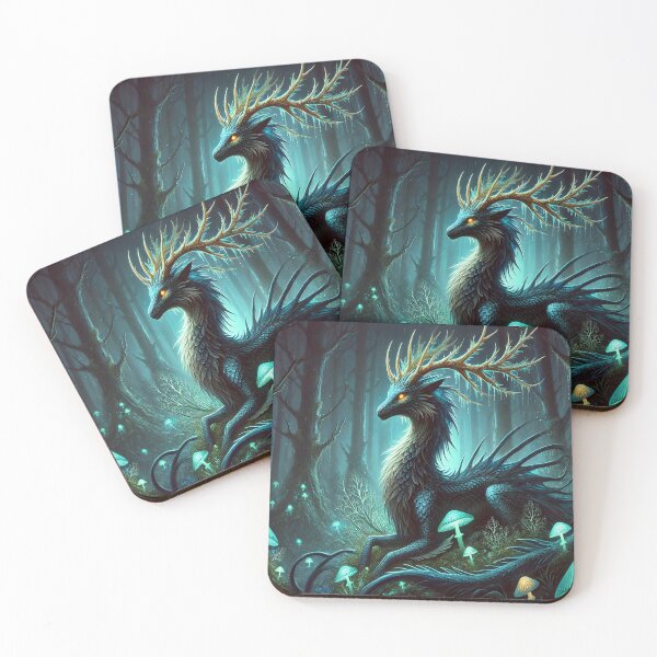 Item preview, AI generated dragon deer hybrid, dystopian fantasy designed and sold by AI-this-is-AI.