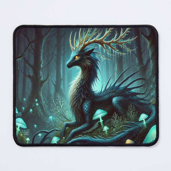 Item preview, AI generated dragon deer hybrid, dystopian fantasy designed and sold by AI-this-is-AI.