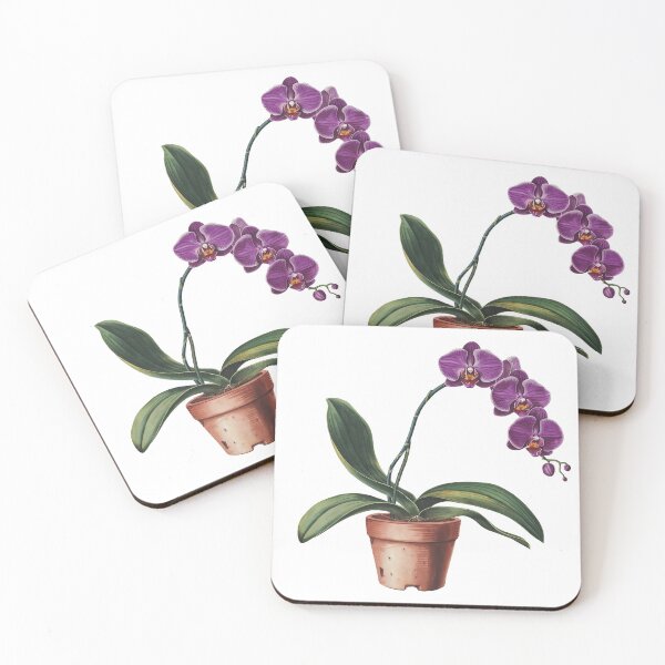 Item preview, Elegant Purple Orchid in Terracotta Pot  designed and sold by AntiqueWhiteArt.