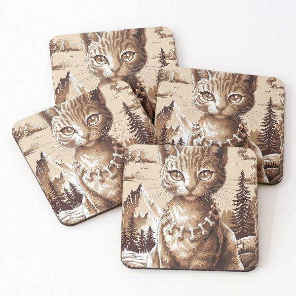 Item preview, Nature Cat Painting Whimsical Wild Life Abstract Vintage Zentangle Art designed and sold by Witty Shirts.