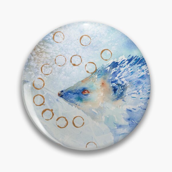 Item preview, Blue Hedgehog with Gold Rings Watercolor Painting designed and sold by Valerie Englehart.