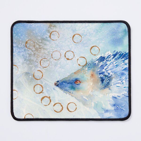 Item preview, Blue Hedgehog with Gold Rings Watercolor Painting designed and sold by Valerie Englehart.