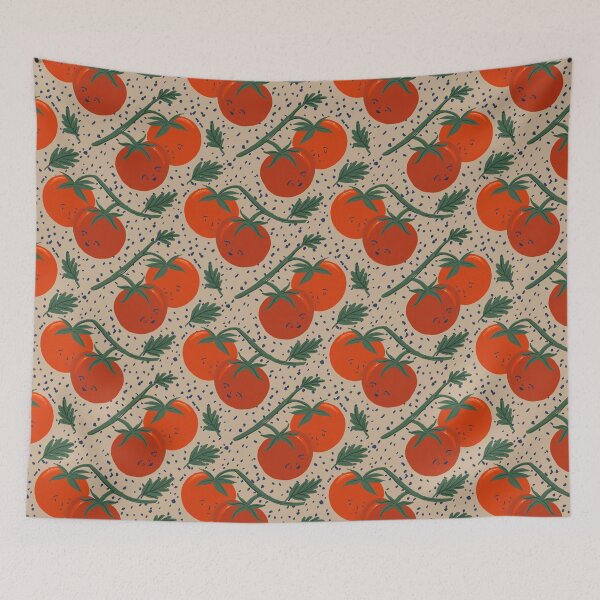 Item preview, Retro 90s tomato vegetable foodie  kitchen  Pattern by Illustrator Jemma Jamie SKidmore  designed and sold by Jemma Jamie Skidmore.