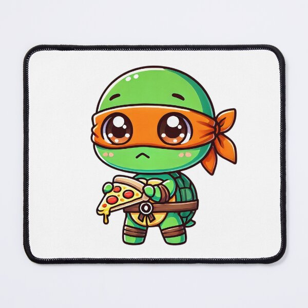 Item preview, TMNT Ninja Turtles Cute Baby Michelangelo with Pizza designed and sold by Delamoon.