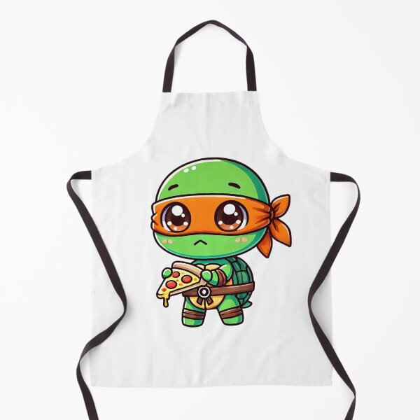 Item preview, TMNT Ninja Turtles Cute Baby Michelangelo with Pizza designed and sold by Delamoon.