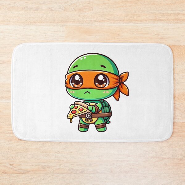 Item preview, TMNT Ninja Turtles Cute Baby Michelangelo with Pizza designed and sold by Delamoon.