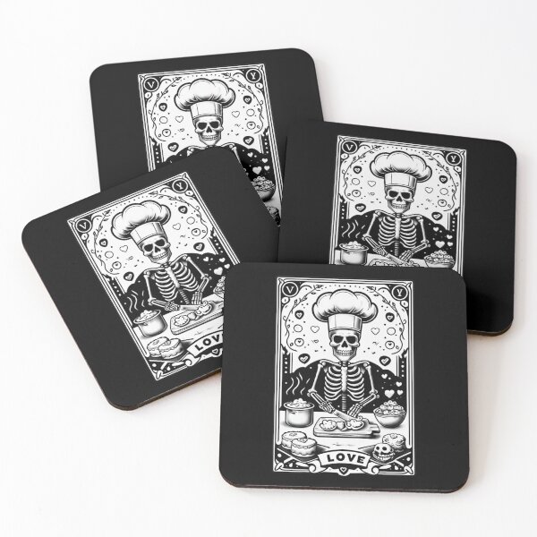 Item preview, Skeleton Chef Valentine: Heart Patterns in Vintage Tattoo Style designed and sold by Colorful-Garden.