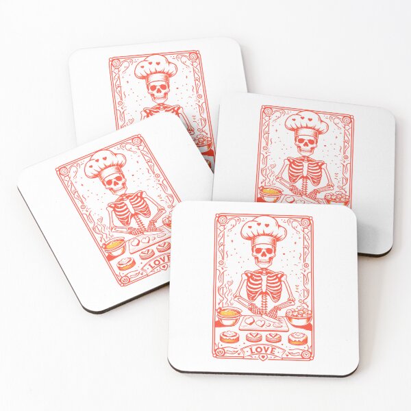 Item preview, Skeleton Chef Valentine: Heart Patterns in Vintage Tattoo Style designed and sold by Colorful-Garden.