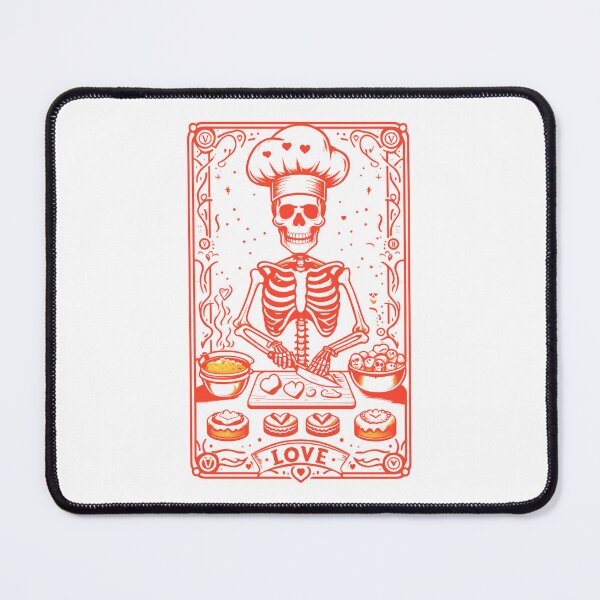 Item preview, Skeleton Chef Valentine: Heart Patterns in Vintage Tattoo Style designed and sold by Colorful-Garden.