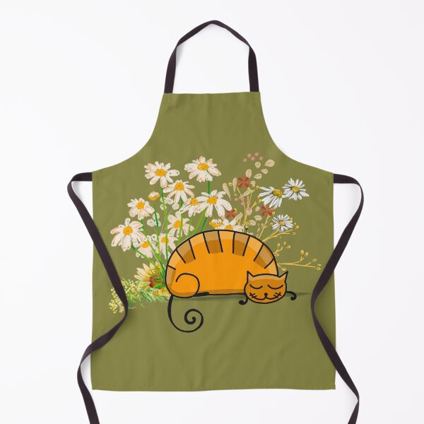 Aperçu de l'œuvre Chat orange endormi, chat endormi avec des fleurs créée et vendue par SimpleUla.