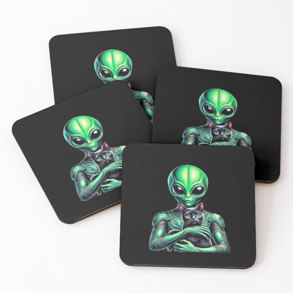 Item preview, Alien Holding Black Cat designed and sold by Myra365Art.