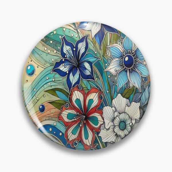 Item preview, Flower Pop Blue 2 designed and sold by Kate Kornitsky.