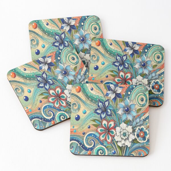Item preview, Flower Pop Blue 2 designed and sold by Kate Kornitsky.